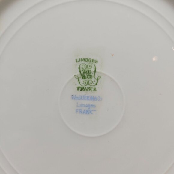 Wm Guerin Limoges Pink Rose Cabbage Rose Salad Plate Set of 2 Antique - Picture 3 of 4